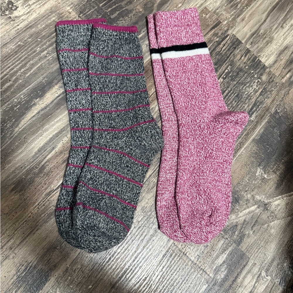 Women’s Cozy Socks - Charcoal Gray & Heather Pink
